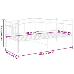 vidaXL Cadre de canapé-lit sans matelas blanc métal 90x200 cm pas cher