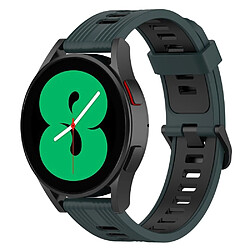 Bracelet en silicone 20mm bande, bicolore avec boucle, vert olive/noir pour votre Huawei Watch GT2 42mm/Samsung Galaxy Watch4 Classic 42mm/46mm/Watch4 40mm/44mm