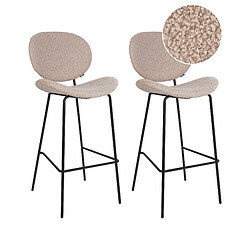 Beliani Lot de 2 chaises de bar LUANA Bouclé Beige clair