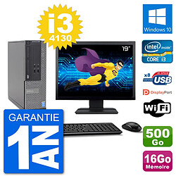 PC Dell 3020 SFF Ecran 19" i3-4130 RAM 16Go Disque 500Go Windows 10 Wifi - Occasion