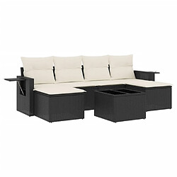 Maison Chic Ensemble Tables et chaises d'extérieur 7pcs avec coussins,Salon de jardin noir résine tressée -GKD254019