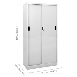 vidaXL Armoire à bureau porte coulissante Gris clair 90x40x180cm Acier pas cher