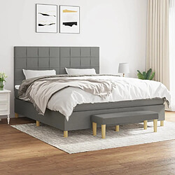 Maison Chic Lit Adulte - Lit simple Lit à sommier tapissier avec matelas moelleux - Meuble de Chambre - Gris foncé 180x200cm Tissu -MN41740