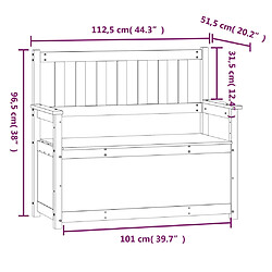 vidaXL Banc Blanc 112,5x51,5x96,5 cm Bois de pin massif pas cher