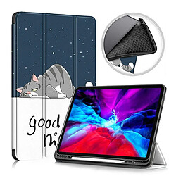 Htdmobiles Housse etui pochette simili cuir avec coque intérieure rigide pour Apple iPad Pro 3 2018 / iPad Pro 4 2020 / iPad Pro 5 2021 (12,9 pouces) - GOOD NIGHT