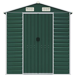 Helloshop26 Abri de jardin cabane cabanon maison de stockage remise extérieur hangar outils robuste 191 x 980 x 198 cm acier galvanisé vert 02_0022357