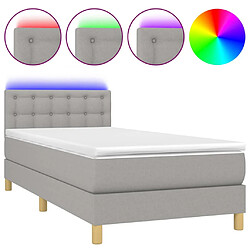 vidaXL Sommier à lattes de lit matelas LED Gris clair 100x200 cm Tissu