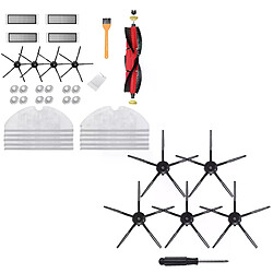 Brosse latérale noire pour Roborock S6 T6 S5 MAX S6 S61 S65 S5 S55, 33 pièces, brosse principale avec filtre HEPA lavable, AD 6x