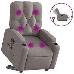 vidaXL Fauteuil inclinable de massage électrique Taupe Tissu