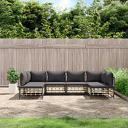 Maison Chic Salon de jardin 6 pcs + coussins - Mobilier/Meubles de jardin - Table et chaises d'extérieur anthracite résine tressée -MN62788