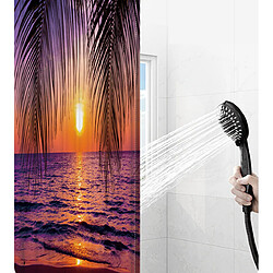 Acheter Universal Coucher du soleil Crépuscule Feuilles de noix de coco Vue Rideaux de douche Vue mer Eté Toilette Baignoire Rideaux Décoration maison Lavable 4PCS Set |(Violet)