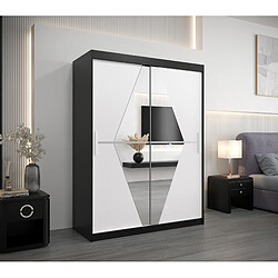 Abiks Meble Armoire Boliwia à portes coulissantes 200/150/62 2 portes (noir/blanc)