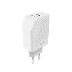 Muvit Chargeur Secteur avec Double Connecteur PD USB-C 20W - QC 3.0 USB-A 18 W Blanc pas cher