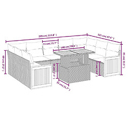 Avis Maison Chic Salon de jardin 10 pcs avec coussins, Ensemble Tables et chaises d'extérieur noir résine tressée -GKD317924