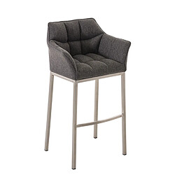 Decoshop26 Tabouret de bar chaise haute de comptoir couture carrées assise en tissu gris 4 pieds stables en acier inoxydable 10_0004726