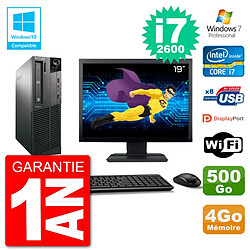 PC Lenovo M82 SFF Ecran 19" i7-2600 RAM 4Go Disque 500Go Graveur DVD Wifi W7 - Occasion