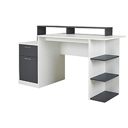 Avis Vente-Unique Bureau avec rangements ZACHARIE - Blanc et gris