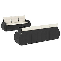 Maison Chic Salon de jardin 8 pcs avec coussins | Ensemble de Table et chaises | Mobilier d'Extérieur noir résine tressée -GKD99546