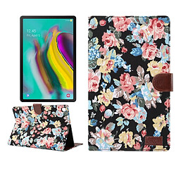 Wewoo Housse Coque Étui de protection en cuir à rabat horizontal pour PC avec texture chiffon floral Galaxy Tab S5e T720 / T725avec support et logements cartesportefeuille et cadre photo Noir