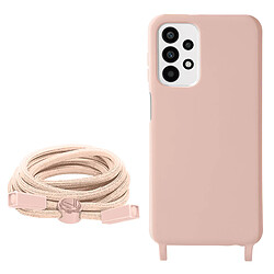 Avizar Coque Cordon pour Galaxy A23 5G et M23 5G Lanière Tour du Cou 80cm rose