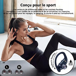 SUGIFT Écouteurs sans fil Casque Bluetooth 48 heures de lecture Écouteurs de sport avec affichage LED Écouteurs avec crochets auriculaires Micro intégré Casque pour entraînement Noir pas cher