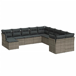 Maison Chic Salon de jardin 11 pcs avec coussins | Ensemble de Table et chaises | Mobilier d'Extérieur gris résine tressée -GKD54029