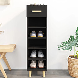 Maison Chic Armoire à Chaussures Noir,Meuble de Rangement à Chaussures 30x35x105 cm Bois d'ingénierie -MN28684