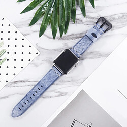 Wewoo Bracelet Cuir - Bleu pour Apple Watch 38/40mm