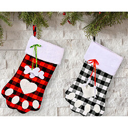 Acheter C35 2PCS Décoration de Noël Rouge et Noir treillis Chien de Noël chien chaussettes chaussettes de cadeau de Noël décoration chaussettes de bonbons