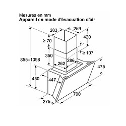 Avis Hotte décorative inclinée 80cm 432m3/h noir - LC81KAN60 - SIEMENS