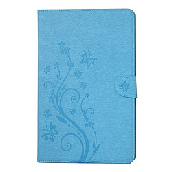 Wewoo Housse Étui bleu pour Samsung Galaxy Tab A 7.0 fleurs pressées motif papillon flip horizontal en cuir PU avec boucle magnétique & Titulaire & Slots de cartes Portefeuille