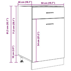 vidaXL Armoire de plancher à tiroir vieux bois 50x46x81,5 cm pas cher