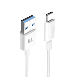 Avizar Cable USB-C Charge et Transfert De Données Intensité 1A Longueur 1.5m Blanc