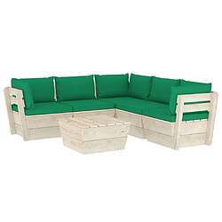 Maison Chic Salon de jardin palette 6 pcs avec coussins - Table et chaises d'extérieur - Mobilier/Meubles de jardin Moderne épicéa imprégné -MN88063