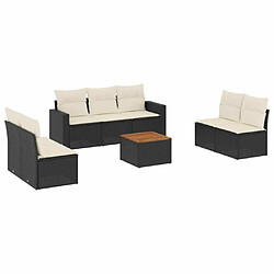 Maison Chic Ensemble Tables et chaises d'extérieur 8 pcs avec coussins,Salon de jardin noir résine tressée -GKD711382