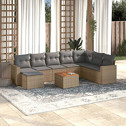 Maison Chic Salon de jardin avec coussins 9 pcs | Ensemble de Table et chaises | Mobilier d'Extérieur beige résine tressée -GKD42849