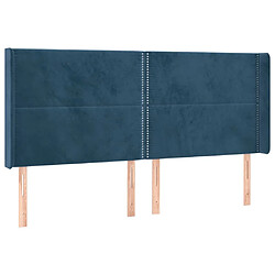 Avis Maison Chic Tête de lit scandinave à LED,meuble de chambre Bleu foncé 203x16x118/128 cm Velours -MN89730