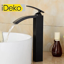 iDeko®Robinet Mitigeur lavabo cascade salle de bain (Haut)Noir & Flexible