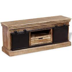 Acheter Maison Chic Meuble TV scandinave avec 2 portes- Banc TV pour salon coulissantes Bois de manguier massif -MN38871