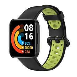 Bracelet en silicone bicolore, sangle respirante, noir/vert pour votre Xiaomi Redmi Watch 2