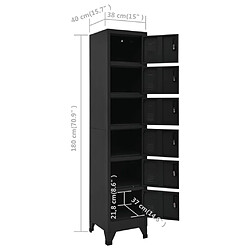 vidaXL Armoire à casiers Noir 38x40x180 cm Acier pas cher