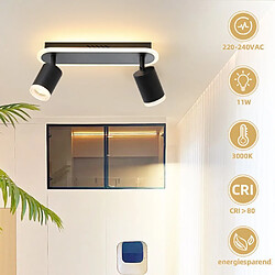 Avis NETTLIFE 2 spots de plafond LED noir GU10 en métal, orientables à 330°, pour chambre couloir salle à manger cuisine salon, lumière blanc chaud