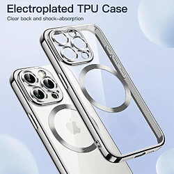 Coque Silicone Pour iPhone 15 Pro Max Couleur Argent Compatible Magsafe + 2 Verres Trempe Protection Ecran Little Boutik®