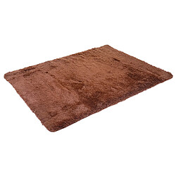 Decoshop26 Tapis shaggy poils longs en tissu moelleux doux 160x120cm marron foncé 04_0005351