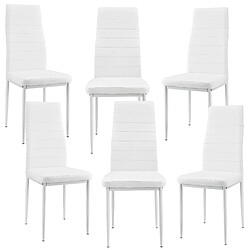 Decoshop26 6 x Chaises de salle à manger blanc avec rembourrage cuir synthétique 03_0000285