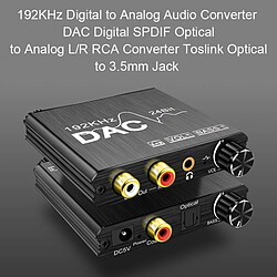 192KHz Numérique à Analogique Audio Converter, Réglage Du Volume, numérique Optique Coaxial à Analogique Stéréo L/R RCA et 3.5mm Jack Convertisseur pas cher