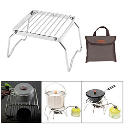 Acheter Portable Camping Grill Compact Mini En Acier Inoxydable Feu de Camp Gaz de Charbon de Bois BARBECUE Grill Rack Barbecue Poêle Support pour Randonnée,