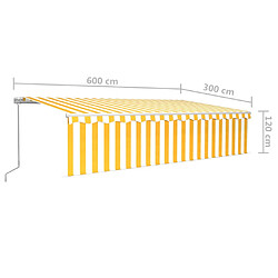 vidaXL Auvent manuel rétractable avec store 6x3 m Jaune et blanc pas cher