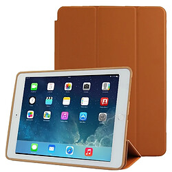 Wewoo Smart Cover marron pour iPad Air 2 Étui en cuir naturel à trois volets traité avec fonction sommeil et réveil