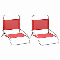 Maison Chic Lot de 2 Chaises de plage pliables | Chaises Relax d'extérieur Rouge Tissu -GKD45332